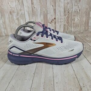 Brooks Ghost 15 Women's Running Shoes Light Grey Navy Pink Size 8.5